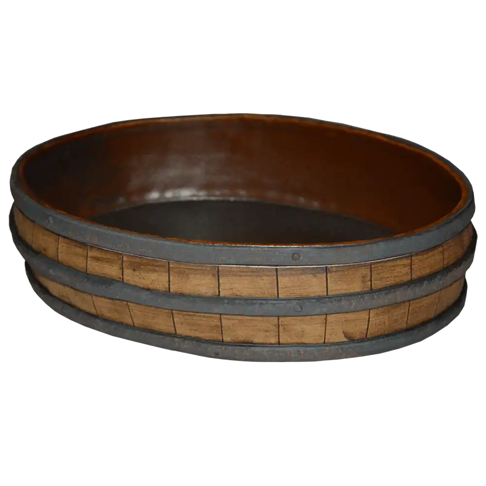 Handgjord oval gratängform i stengods med träliknande yta.